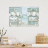 Leuke illustratie kust wonen strand scene poster (Keuken)