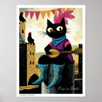 LEUKE ILLUSTRATIE 'POES IN BOOTS' POSTER