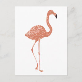 Leuke illustratie rode flamingo linocut briefkaart