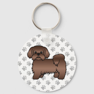 Leuke illustratie van een leverbruine Shih Tzu-hon Sleutelhanger