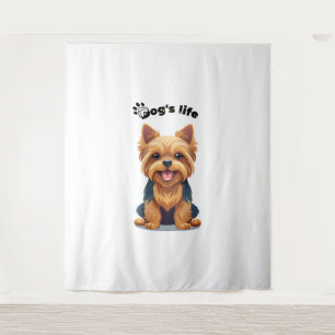 Leuke Illustratie van Yorkshire Terrier Hond Wandkleed