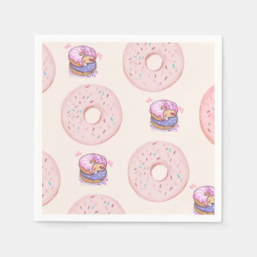 Leuke illustratiepatroon van zoete donuts in de wo servet (Voorkant)