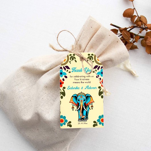 Leuke Indiase bruiloft olifant dank u gunst Cadeaulabel
