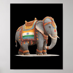 Leuke Indiase olifant grafisch kostuum voor volwas Poster