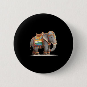 Leuke Indiase olifant grafisch kostuum voor volwas Ronde Button 5,7 Cm