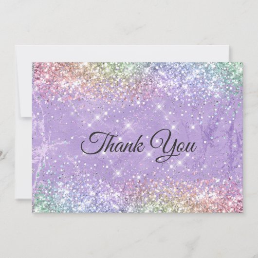 Leuke iridescen lila paarse faux glitter bedankkaart (Voorkant)