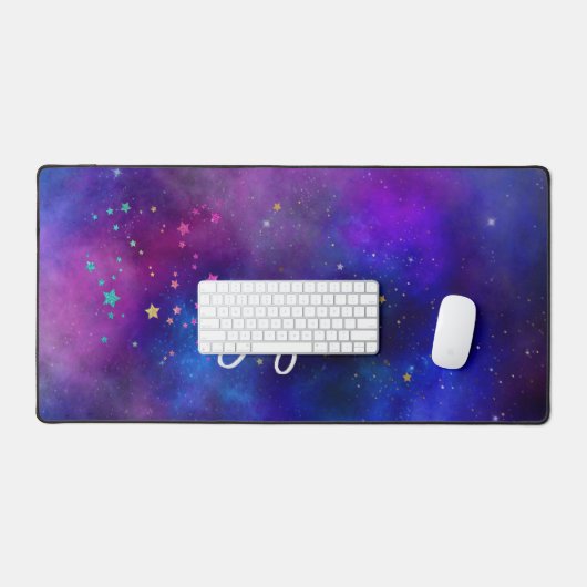 Leuke iriserende blauwe ruimte galaxy monogram bureaumat (Keyboard & Muis)