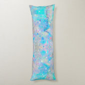 Leuke iriserende blauwe sterren glitter monogram lichaamskussen (Achterkant (Verticaal))