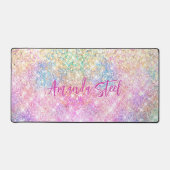 Leuke iriserende eenhoorn gouden glitter bureaumat (Voorkant)