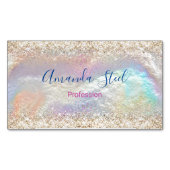 Leuke iriserende faux gouden glitter magnetisch visitekaartje (Voorkant)