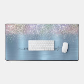 Leuke iriserende ijsblauwe faux glitter bureaumat (Keyboard & Muis)