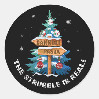 Leuke Italiaanse kerst Cannoli en Pasta Design Ronde Sticker