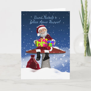 Leuke Italiaanse kerst Kaart met Santa - Buon Nata