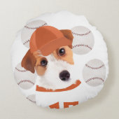 Leuke Jack Russell Hond Honkbal Jersey en Ballen Rond Kussen (Achterkant)