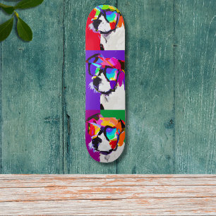 Leuke Jack Russell portret pop art stijl Skateboard