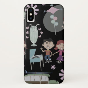 Leuke jaren vijftig kinder retro illustratiepatroo iPhone x hoesje