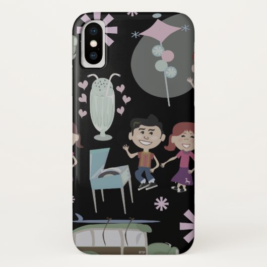 Leuke jaren vijftig kinder retro illustratiepatroo Case-Mate iPhone case (Achterkant)