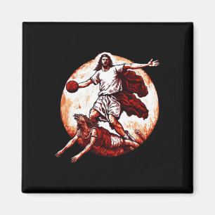 Leuke jezus die de duivel Christelijk basketba ove Magneet