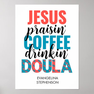 Leuke Jezus Lovende Koffie Drinkende Christelijke Poster