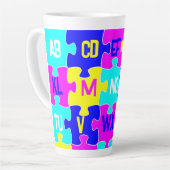 Leuke Jigsaw Puzzle Stukken & Alfabet Letters Latte Mok (Linkerhoek)