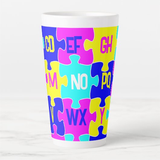 Leuke Jigsaw Puzzle Stukken & Alfabet Letters Latte Mok (Voorkant)