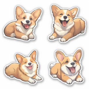 Leuke Jolly Corgi Puppy Honden Sticker
