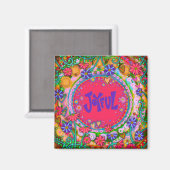 Leuke Joyful Pink  Floral Modern Inspirity Magneet (Voorkant / Achterkant)