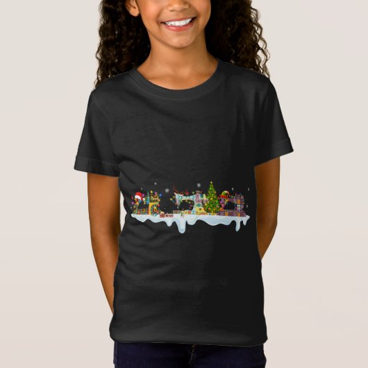 Leuke kabouters naaimachines Kerstboom naaien T-shirt (Voorkant)