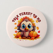 Leuke kalkoen en herfstgebladerte ronde button 7,6 cm (Voorkant)