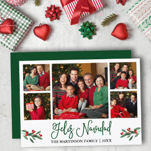 Leuke kalligrafie 5 Foto Groen Feliz Navidad Feestdagenkaart