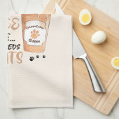 Leuke kat en een kopje koffie theedoek (Quarter Fold)