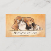 Leuke kat en hond illustratie visitekaartje (Voorkant)