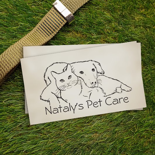 Leuke kat en hond illustratie visitekaartje