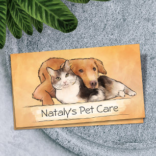 Leuke kat en hond illustratie visitekaartje