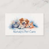 Leuke kat en hond illustratie visitekaartje (Voorkant)