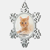 Leuke kat foto tin sneeuwvlok ornament (Rechts)