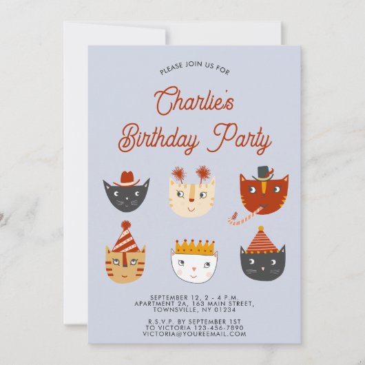 Leuke Kat Gepersonaliseerde Uitnodiging van het Ve (Voorkant)