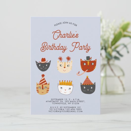 Leuke Kat Gepersonaliseerde Uitnodiging van het Ve (Staand voorkant)