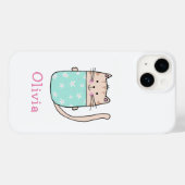 Leuke kat gepersonaliseerde voornaam Case-Mate iPhone case (Achterkant (horizontaal))