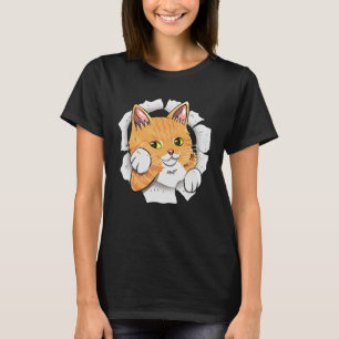 Leuke kat gescheurde doek voor kat die van kittens t-shirt