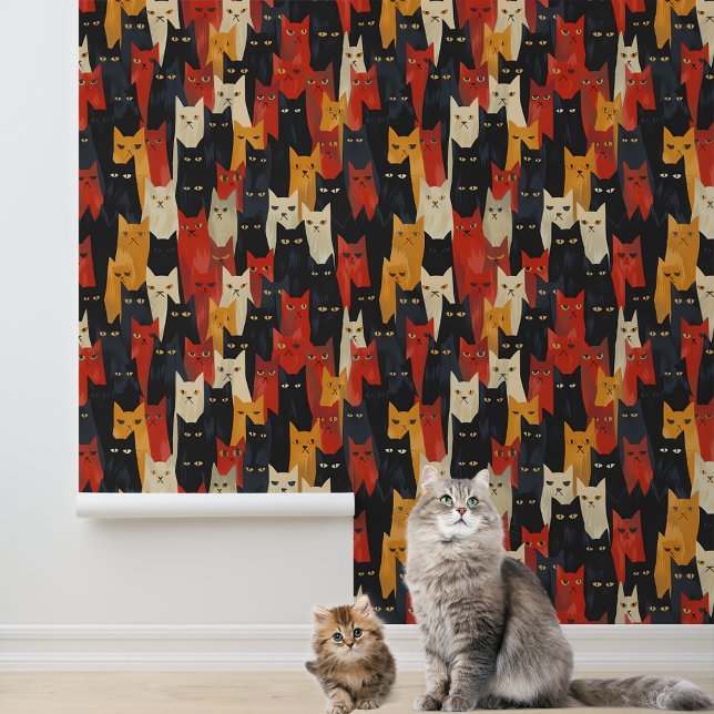 Leuke kat gezichten behang (Creator heeft geüpload)