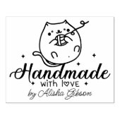 Leuke Kat Handgemaakt met liefde, Groot Rubberstempel (Afrduk)