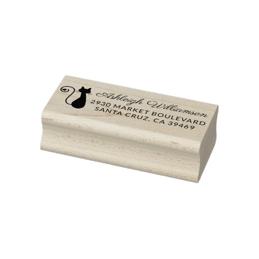 Leuke kat & hart naam script retour adres 	rubberstempel (Stempel)