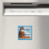 Leuke kat hobo teken, vriendelijke dame woont hier magneet (Insitu (Vaatwasser))