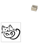 Leuke Kat Hout Art Stamp Rubberstempel (Gestempeld)