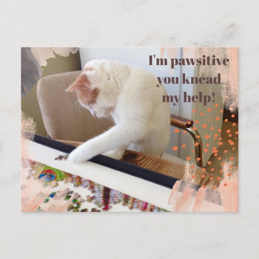 Leuke kat "Ik ben passief dat je mijn hulp kneedt" Briefkaart (Voorkant)