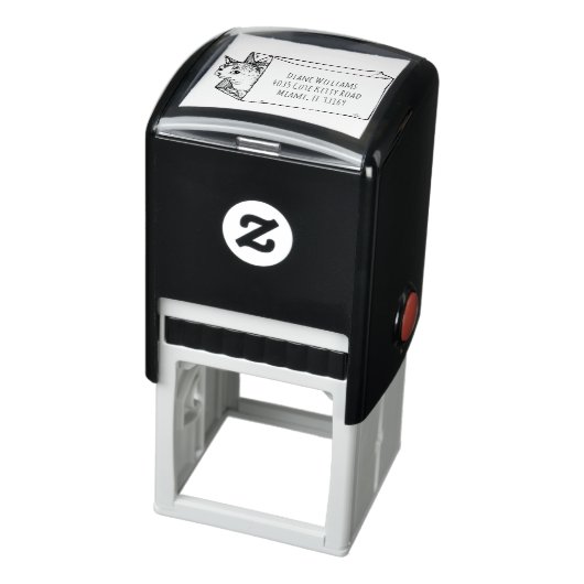 Leuke  kat in tas retouradres  zelfinktende stempel (Product)