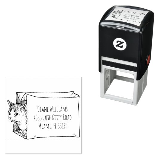 Leuke  kat in tas retouradres  zelfinktende stempel (In situ)