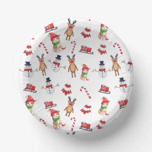 Leuke kat kat Kerstman sneeuwman Sled Xmas tree Papieren Kommen