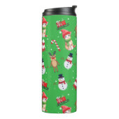 Leuke kat kat Kerstman sneeuwman Sled Xmas tree Thermosbeker (Gedraaid links)